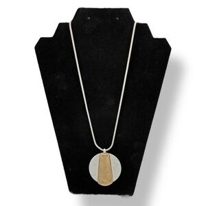 Reversible Silver and Gold Colored‎ Statement Pendant Necklace New from The Sac